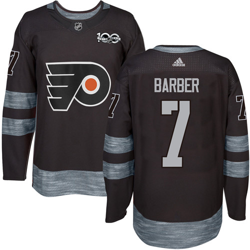 Adidas Flyers #7 Bill Barber Black 1917-100th Anniversary Stitched NHL Jersey - Click Image to Close